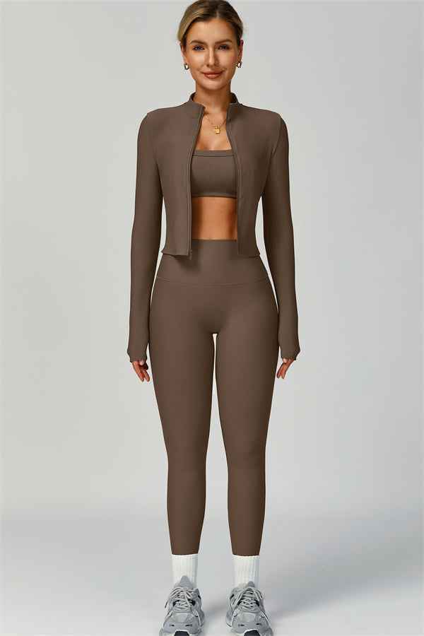 The Burst Jacket Sports Bra Leggings 3-Piece Set