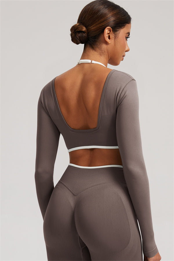 The Elevate Long Sleeve Crop top Shorts 2-Piece Set