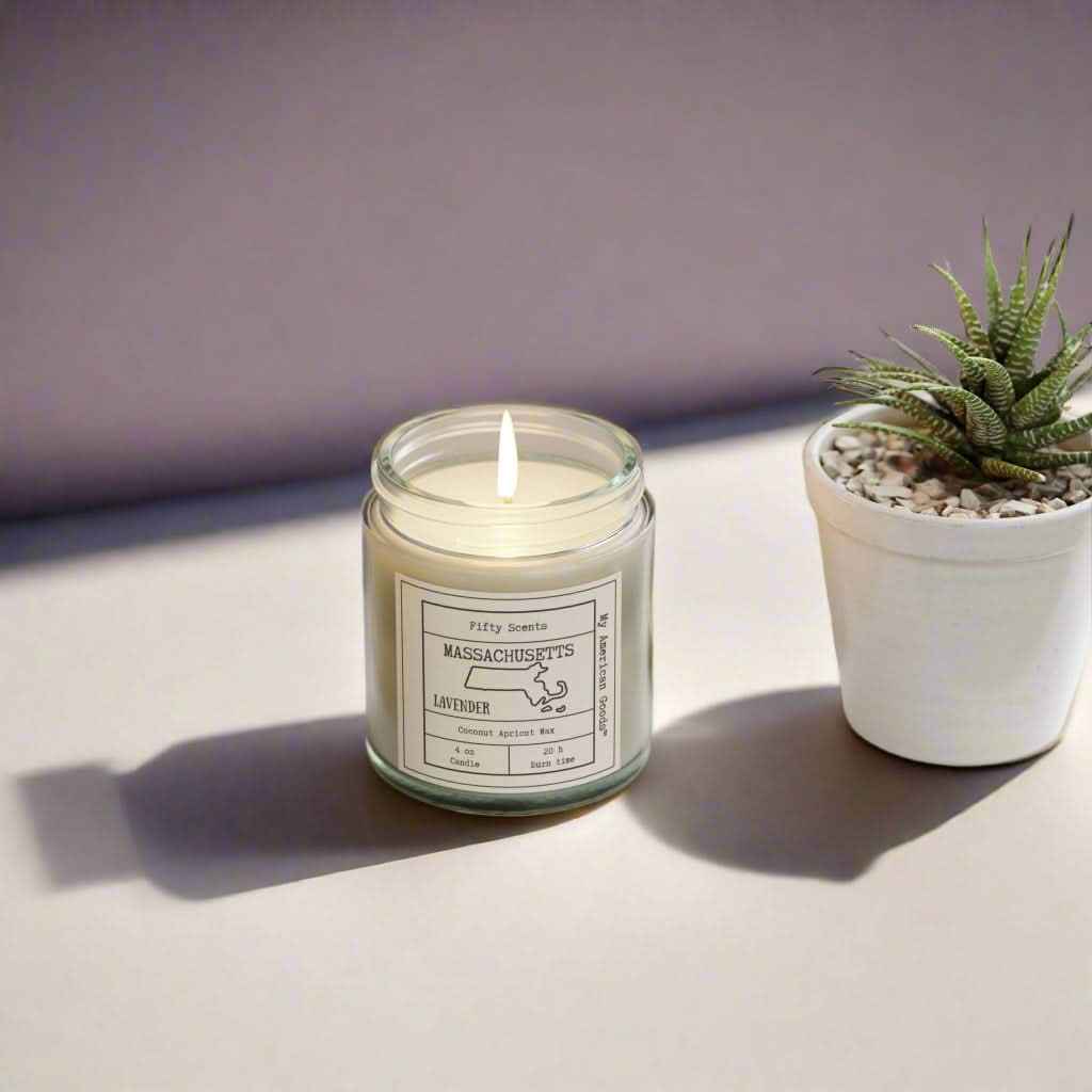 Massachusetts - Lavender Scented Candle - Coconut Apricot Wax