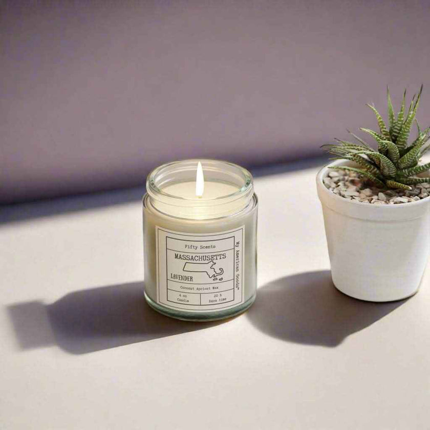 Massachusetts - Lavender Scented Candle - Coconut Apricot Wax