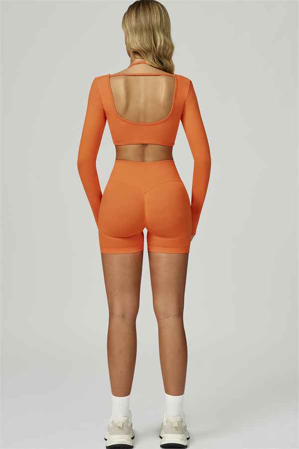 The Prime Long Sleeve Crop Top Shorts 2-Piece Set