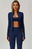 The Refresh Jacket Sports Bra Flared Leggings 3-Piece Set