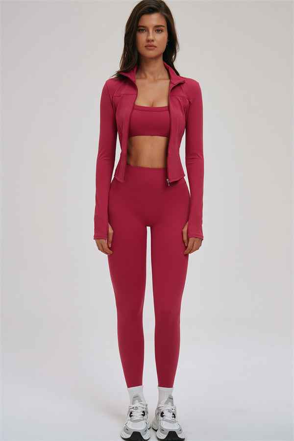 The Kinetic Zip Jacket Sports Bra Leggings 3-Piece Set