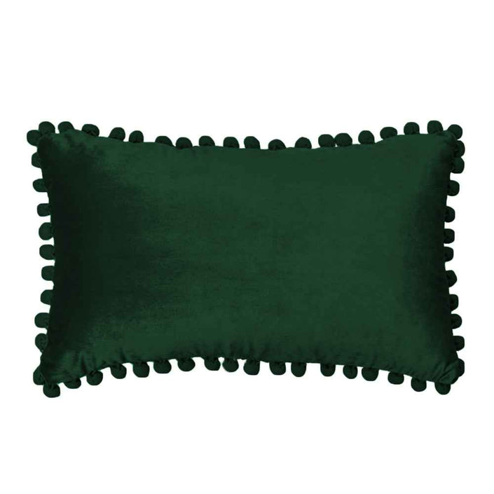 [IN-1X169-3 D-Green] Rectangular Pompoms Throw Pillow cover and insert size 12