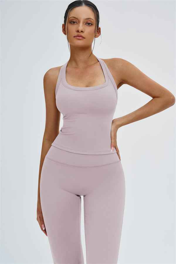 The Slate Y-Back Top Flared Leggings 2-Piece Set