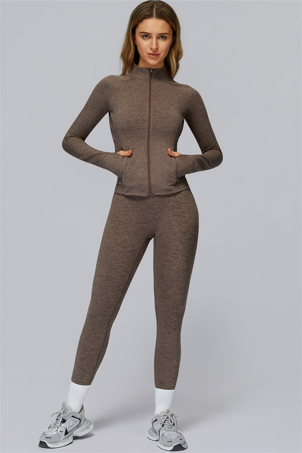 The Radiance Jacket Racerback Sports Bra Leggings 3-Piece Set