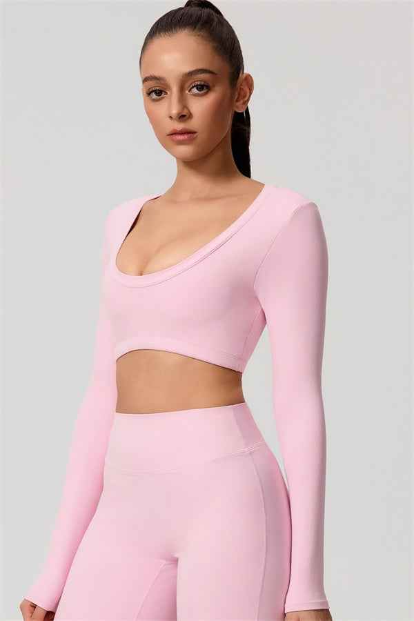 The Nestle Long Sleeve Crop Top Straight Leg Pants 2-Piece Set