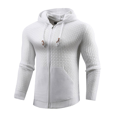 Knitting Zipper Hoodies Leather Outdoor Sports Hoodies with Pockets