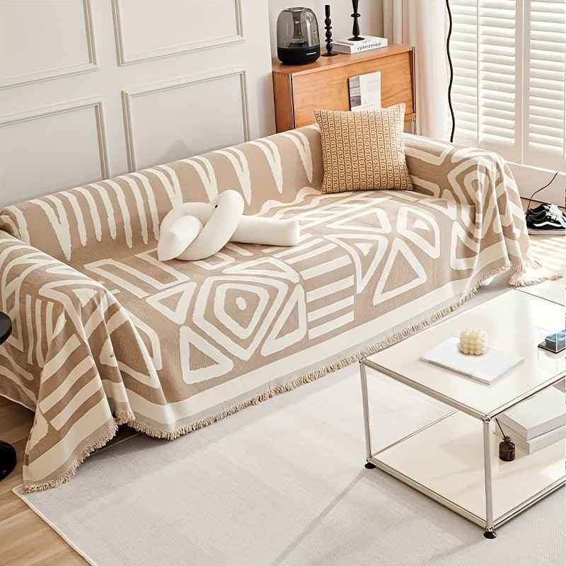 Bohemian-Style Chenille Fabric Extra Long Couch Cover Anti dog scratch