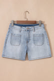 Beau Blue Light Wash High Rise Denim Shorts - Pikemla