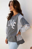 Floral LOVE Reverse Seam Patchwork Long Sleeve Swe
