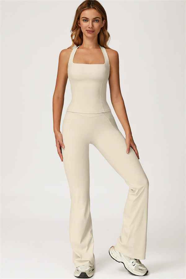 The Glacier Crop Tank Flared Leggings 2-Piece Set