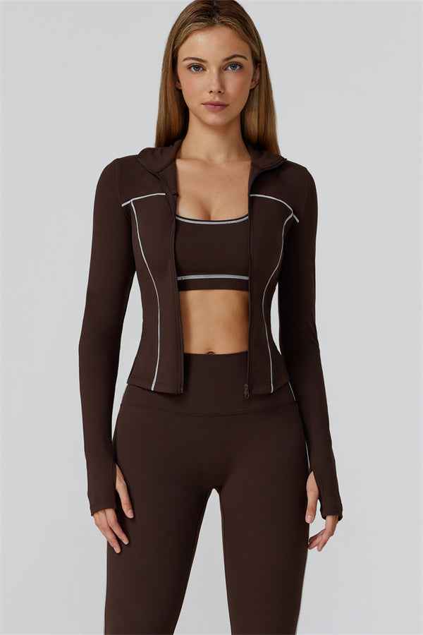 The Venus Zip Top Sports Bra Leggings 3-Piece Set