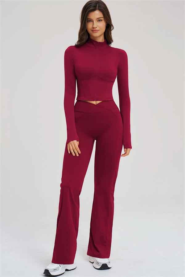 The Sizzle Zip Jacket Flared Leggings 2-Piece Set