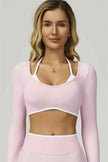 The Prime Line Long Sleeve Crop Top Shorts 2-Piece Set