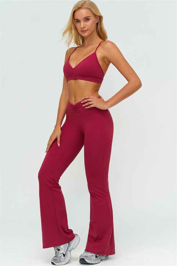 The Lushness Y-Back Sports Bra Flared Leggings 2-Piece Set