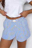 Black Gingham Printed High Waist Shorts - Pikemla