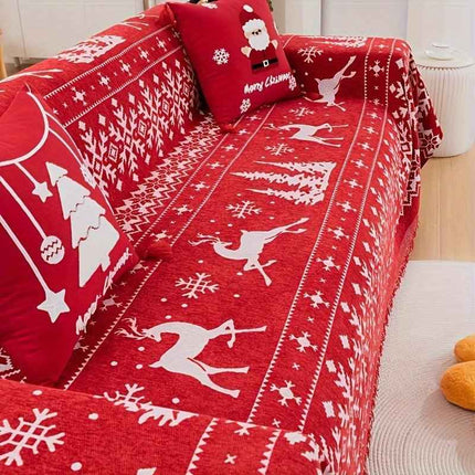 Festive Red Christmas Sofa Cover | Slipcovers for Couches (1-4 Seats)