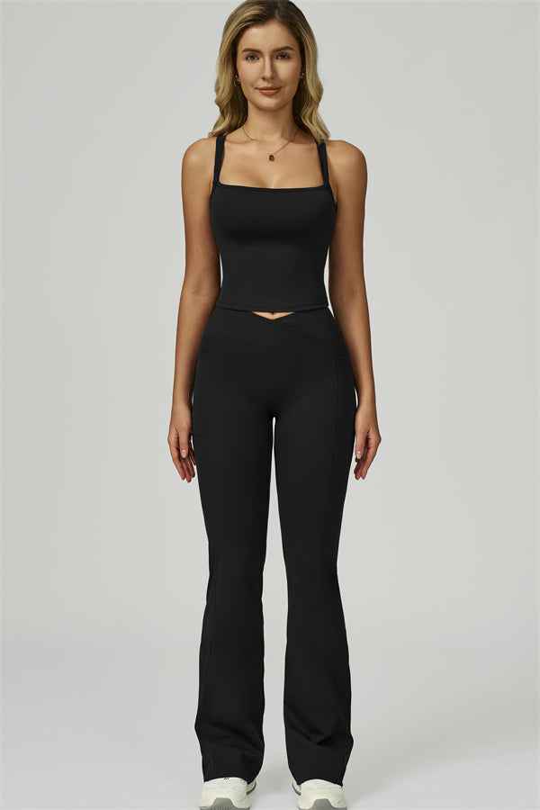 The Flourish Crop Tank Flared Leggings 2-Piece Set