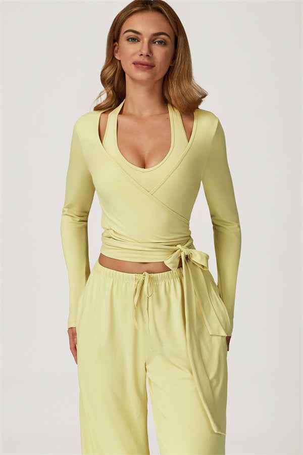 The Sprint Long Sleeve Crop Top Halter Tank Top Sweatpants 3-Piece Set