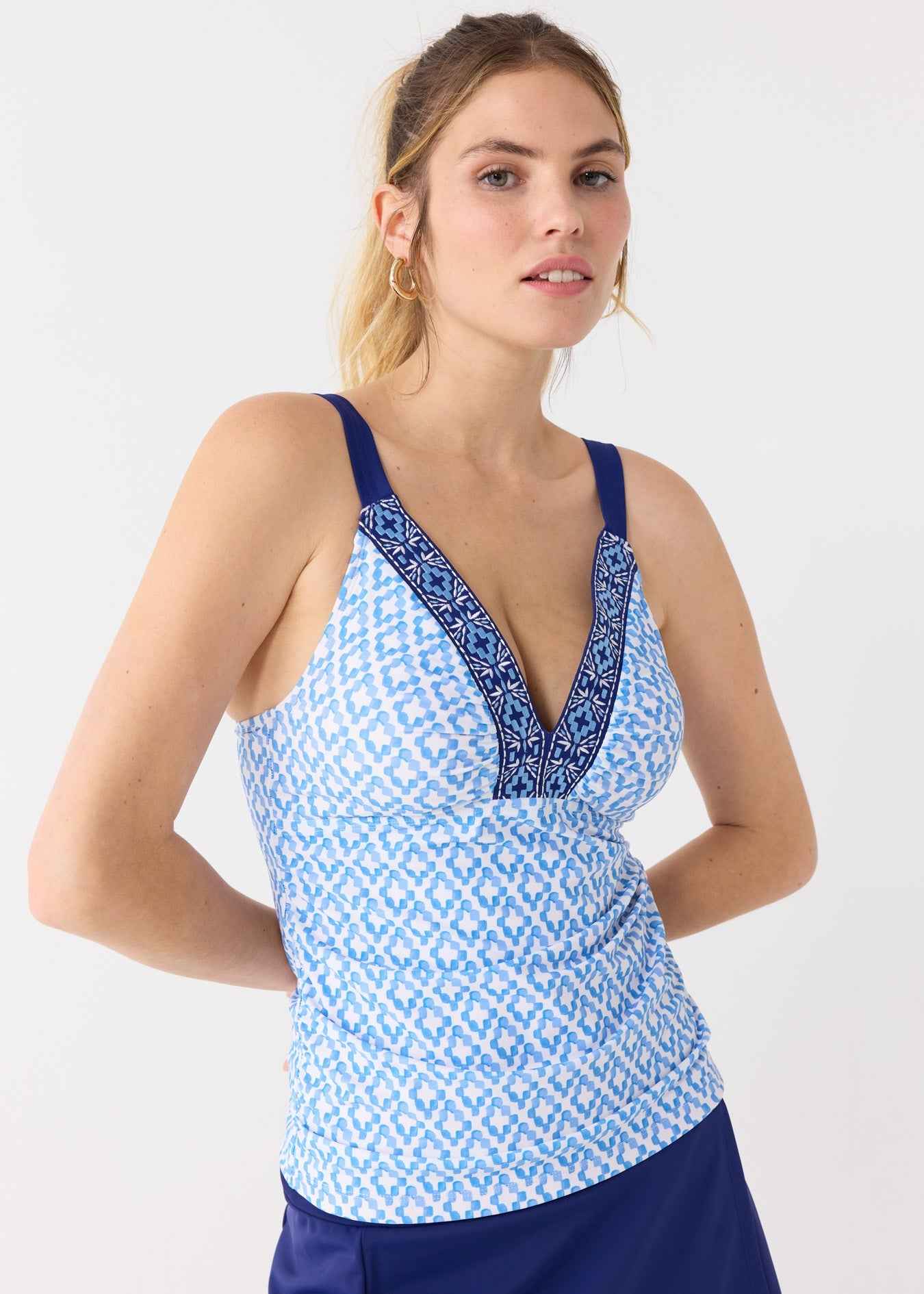 Seaside Embroidered Tankini Top