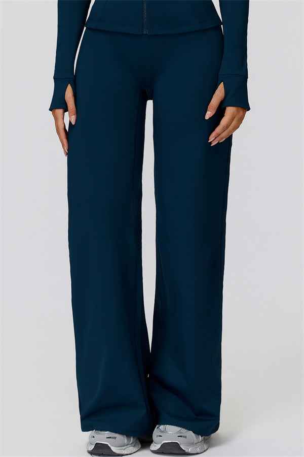 The FemmeFit Zip Jacket Straight Leg Pants 2-Piece Set