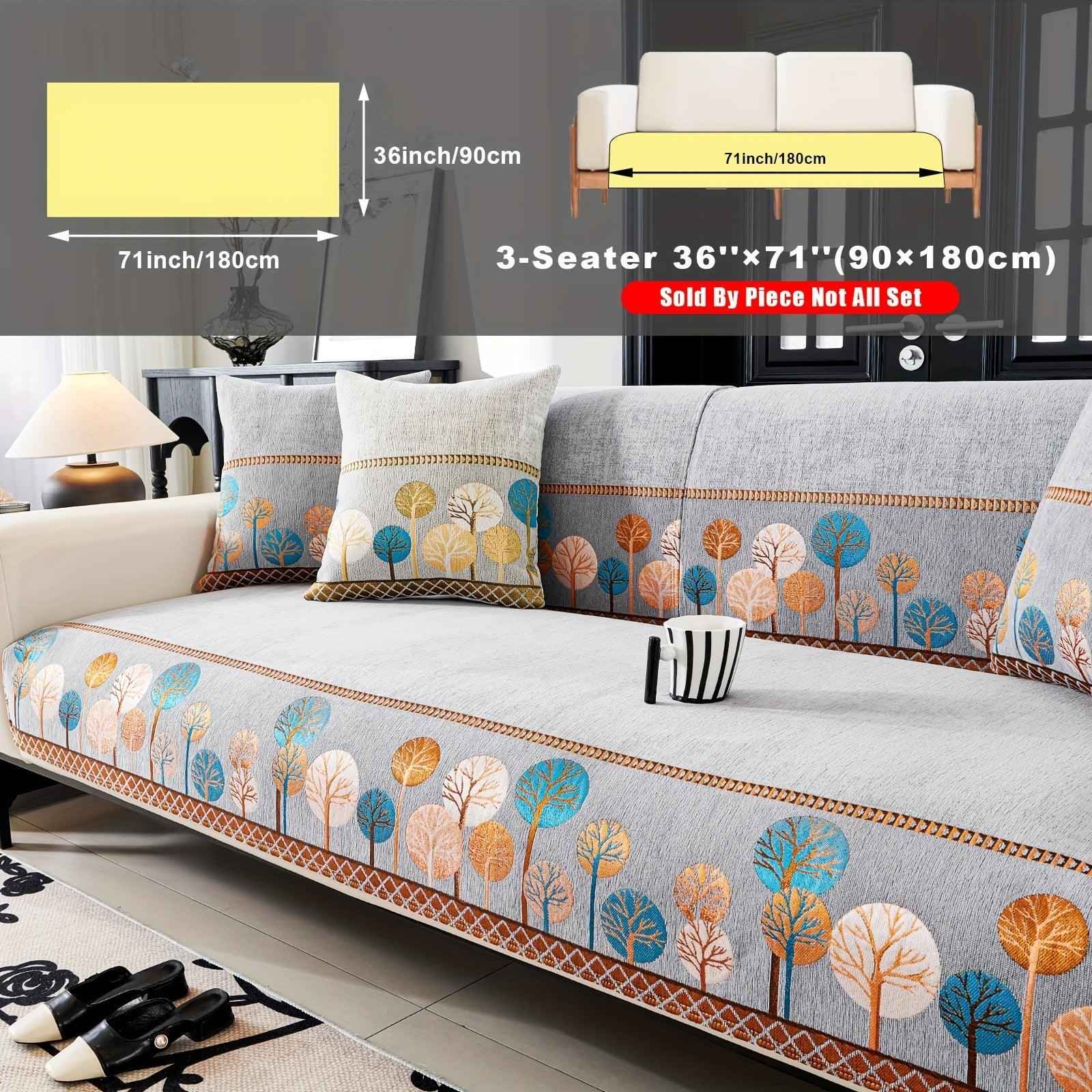 Pet Proof Couch Cover - Boho Chenille Sofa Cover with Tree Embroidery