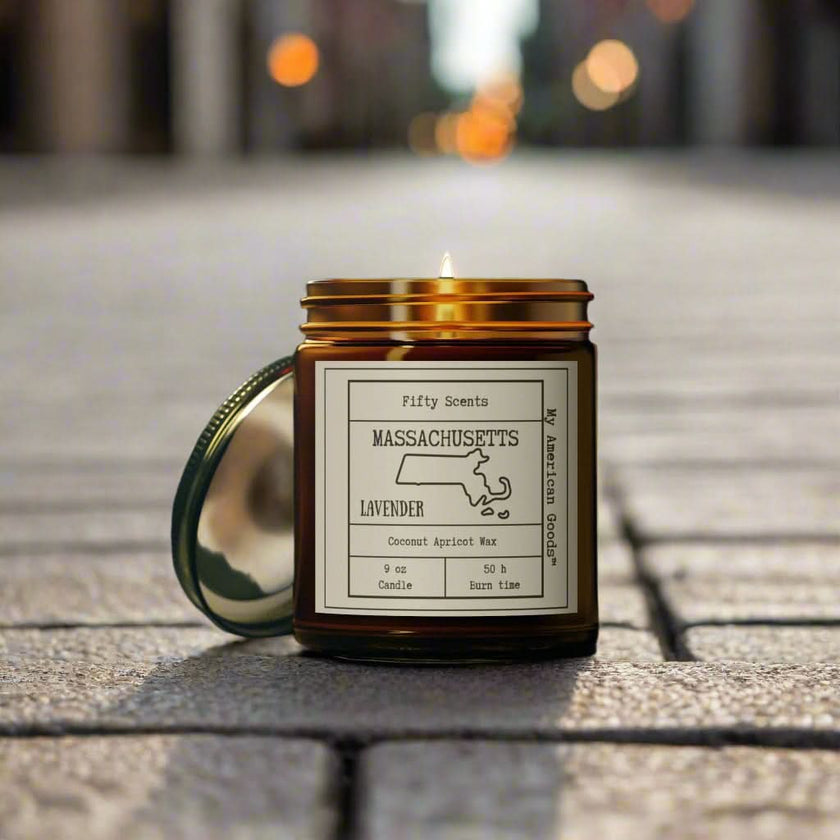 Massachusetts - Lavender Scented Candle - Coconut Apricot Wax
