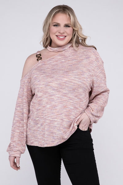 Cold Shoulder Chain Decor Top - Pikemla