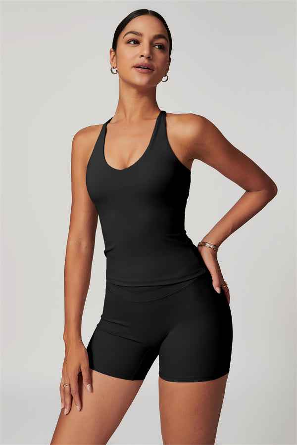 The Enigma Cross Back Vest Shorts 2-Piece Set