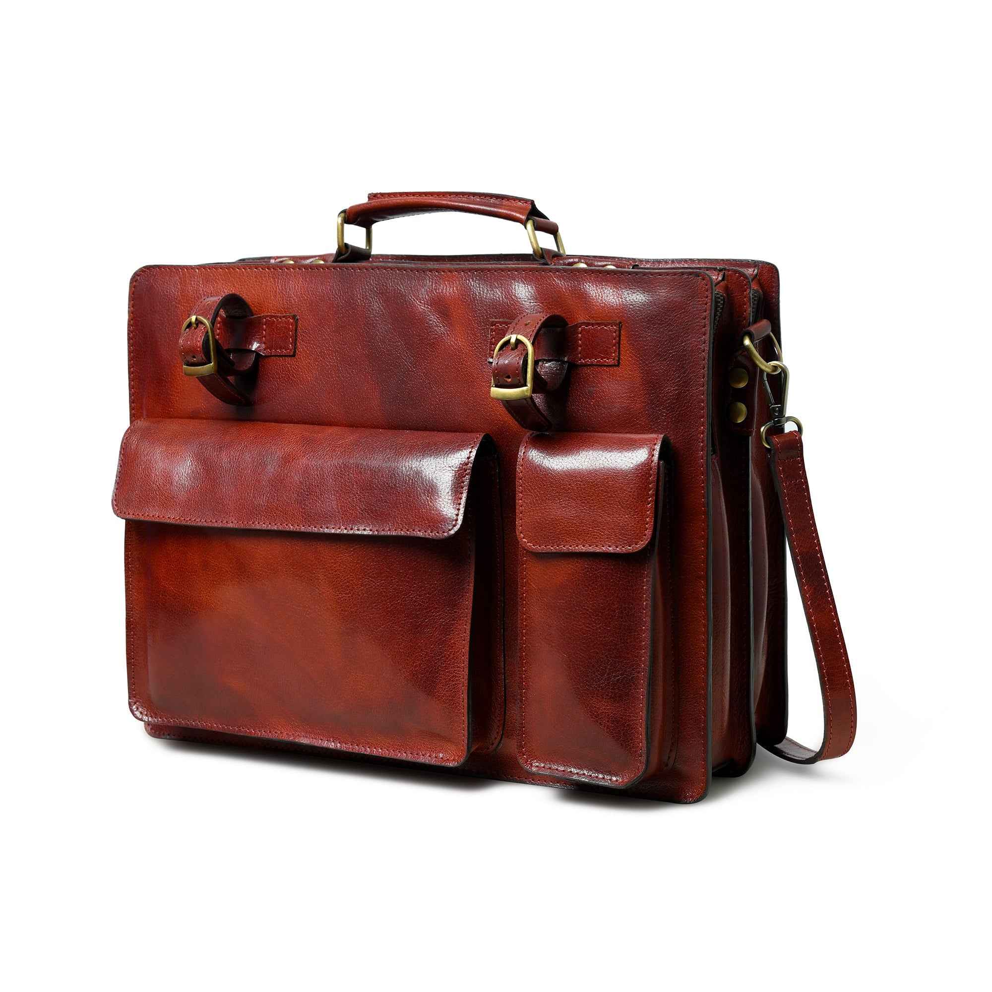 Tuscany Italian Leather Briefcase, Tan