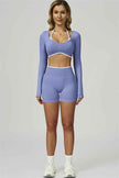 The Prime Line Long Sleeve Crop Top Shorts 2-Piece Set