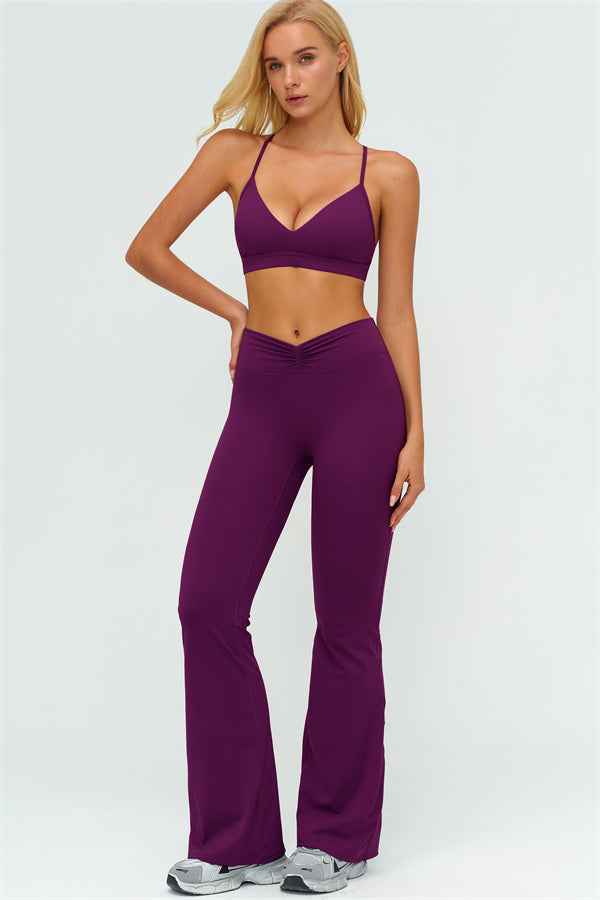 The Lushness Y-Back Sports Bra Flared Leggings 2-Piece Set