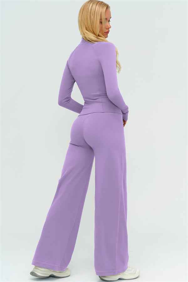 The Twirl Zip Jacket Halter Tank Top New Straight Leg Pants 3-Piece Set