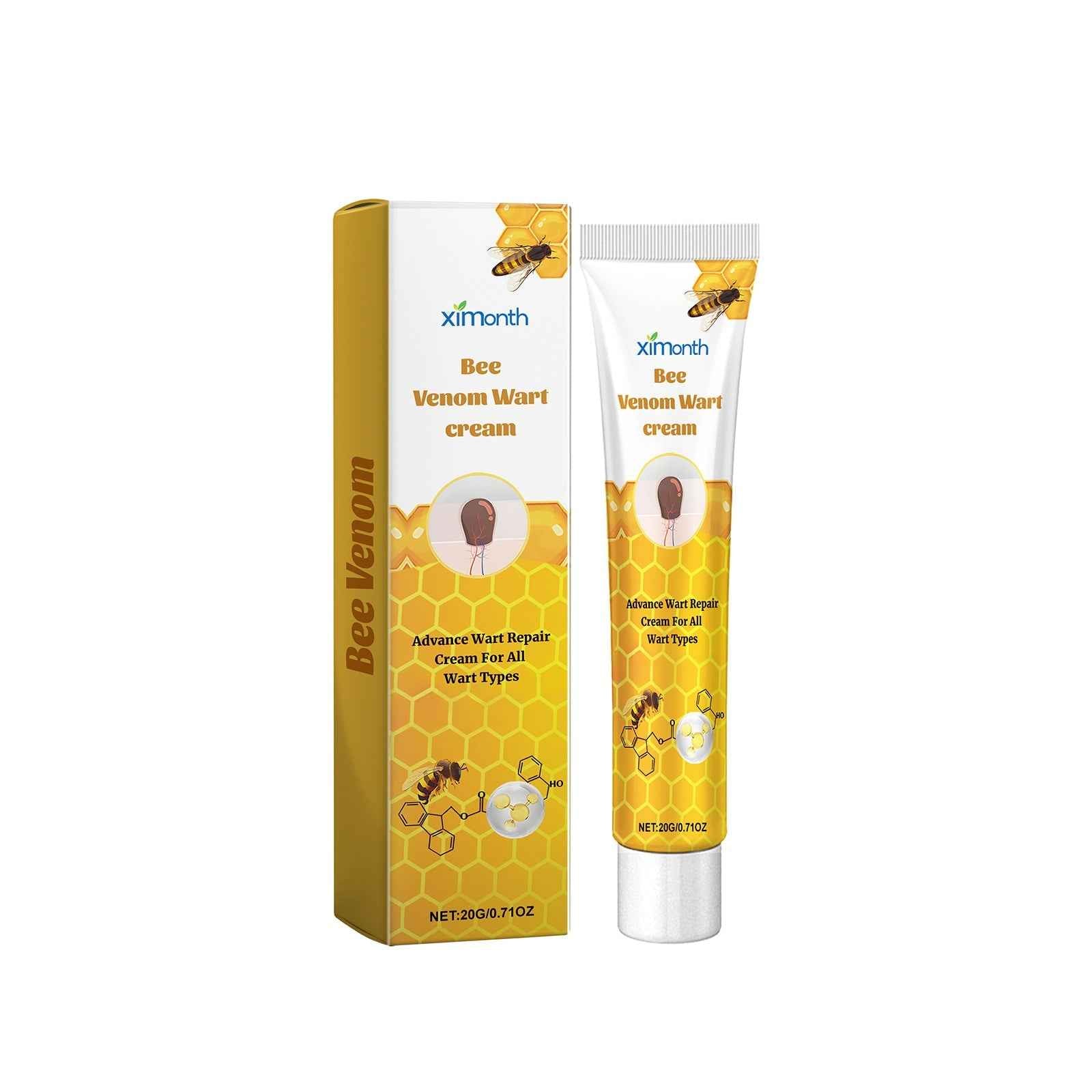 Ximonth Bee Venom Wart Cream, Repair Smooth Skin Lightening Nevus Spot Nevus Cure Wart Care Cream
