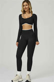 The Prime Line Long Sleeve Crop Top Leggings 2-Piece Set