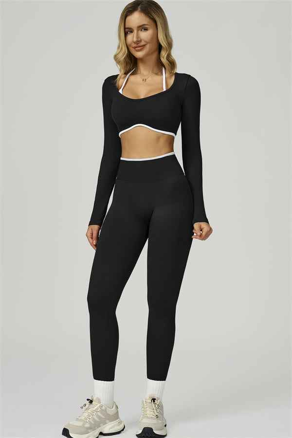 The Prime Line Long Sleeve Crop Top Leggings 2-Piece Set