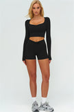 The Lushness Long Sleeve Crop top Shorts 2-Piece Set
