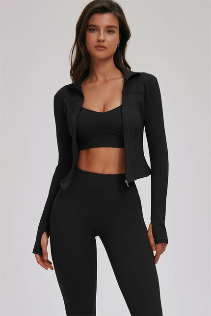 The Kinetic Zip Jacket Cross Back Sports Bra Leggings 3-Piece Set