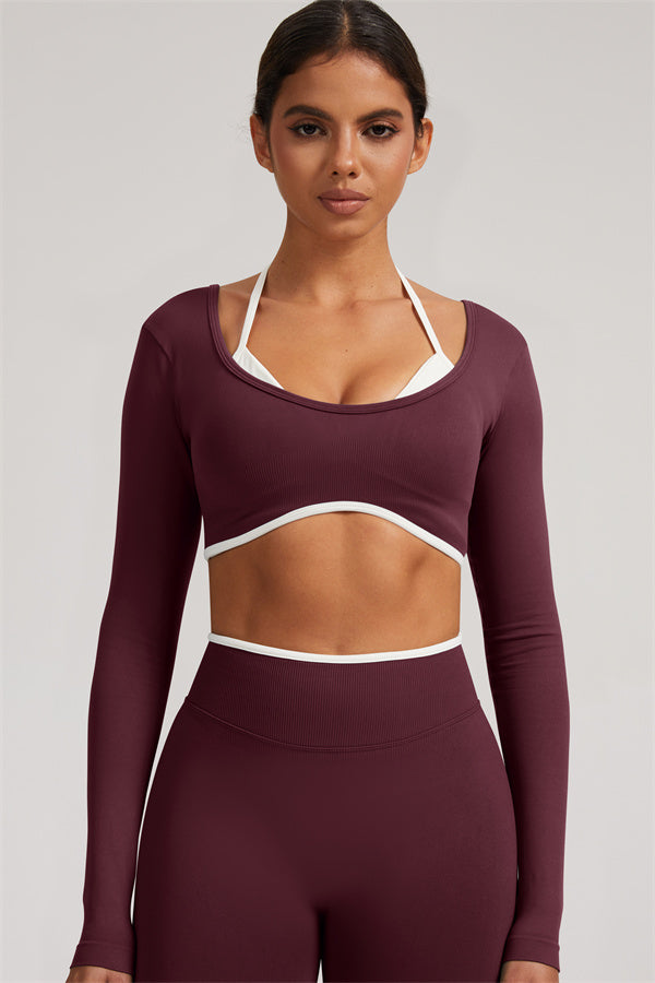 The Elevate Long Sleeve Crop top Shorts 2-Piece Set