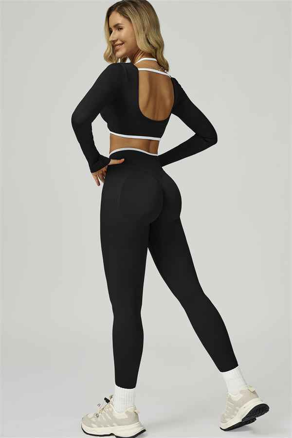 The Prime Line Long Sleeve Crop Top Leggings 2-Piece Set