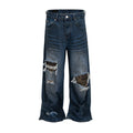 AZUL DISTRESSED CAMO PATCHWORK DENIM