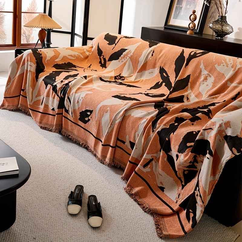 Premium Chenille Fabric Dark Green Couch Cover - All-Season Protector