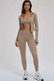 The Kinetic Zip Jacket Cross Back Sports Bra Leggings 3-Piece Set