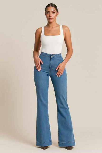 Premium Wide Leg Flare Jean Medium Wash