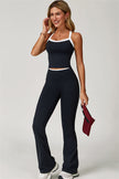 The Quest Cross Back Crop Top Flared Leggings 2-Piece Set