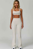 The Bold Halter Sports Bra Flared Leggings 2-Piece Set
