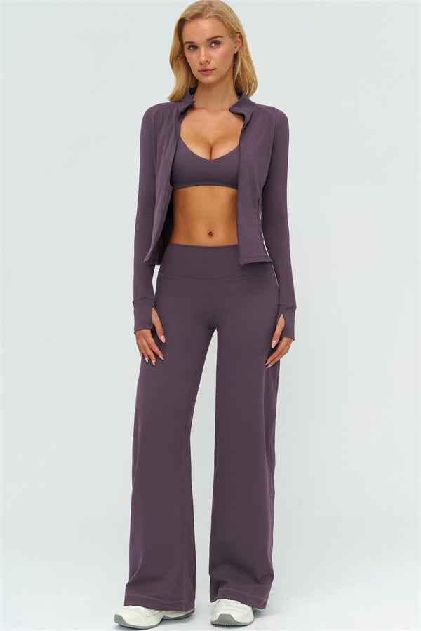 The Twirl Zip Jacket Sports Bra New Straight Leg Pants 3-Piece Set