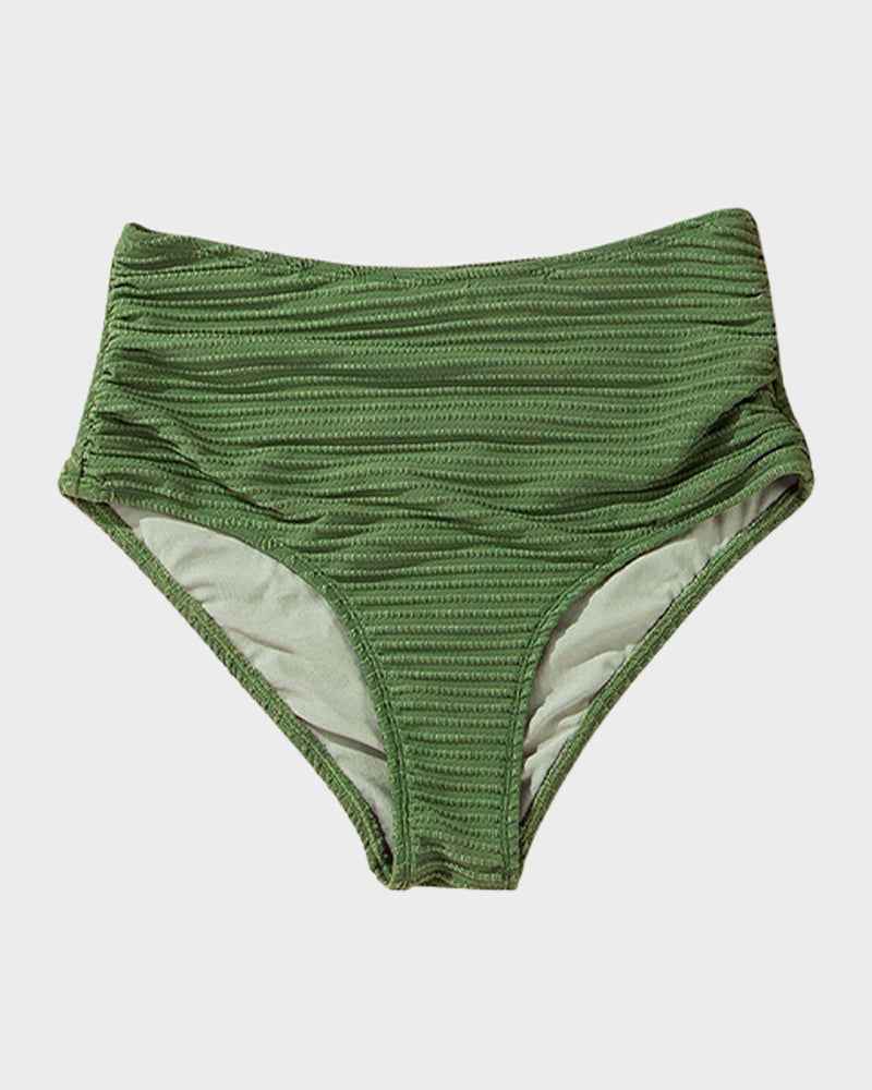 Textured Knot-Front High-Waisted Bikini Set