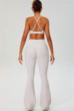 The Ember Sports Bra Crop Top Flared Leggings 3-Piece Set